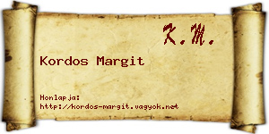 Kordos Margit névjegykártya